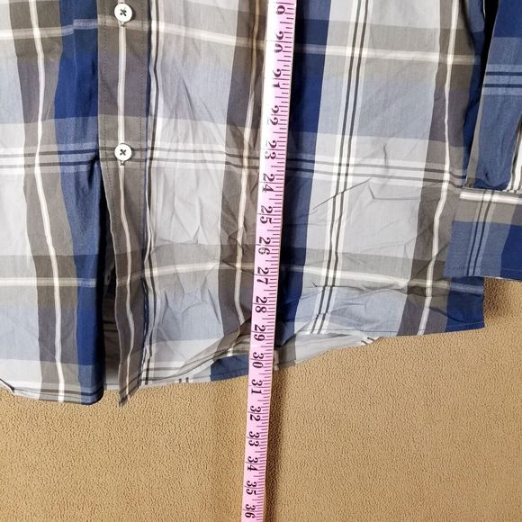 Nick Graham Stretch Modern FIT Men's shirt Long Sleeve Collared Size XL Plaid - Picture 7 of 9